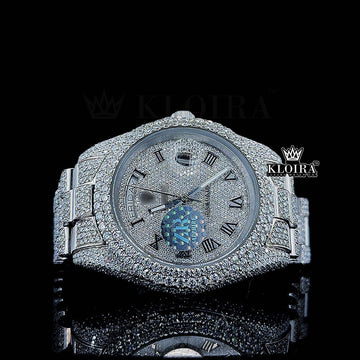 LuxeTime Moissanite Diamond Watch 14K Gold VVS 24 Carat 42mm Front