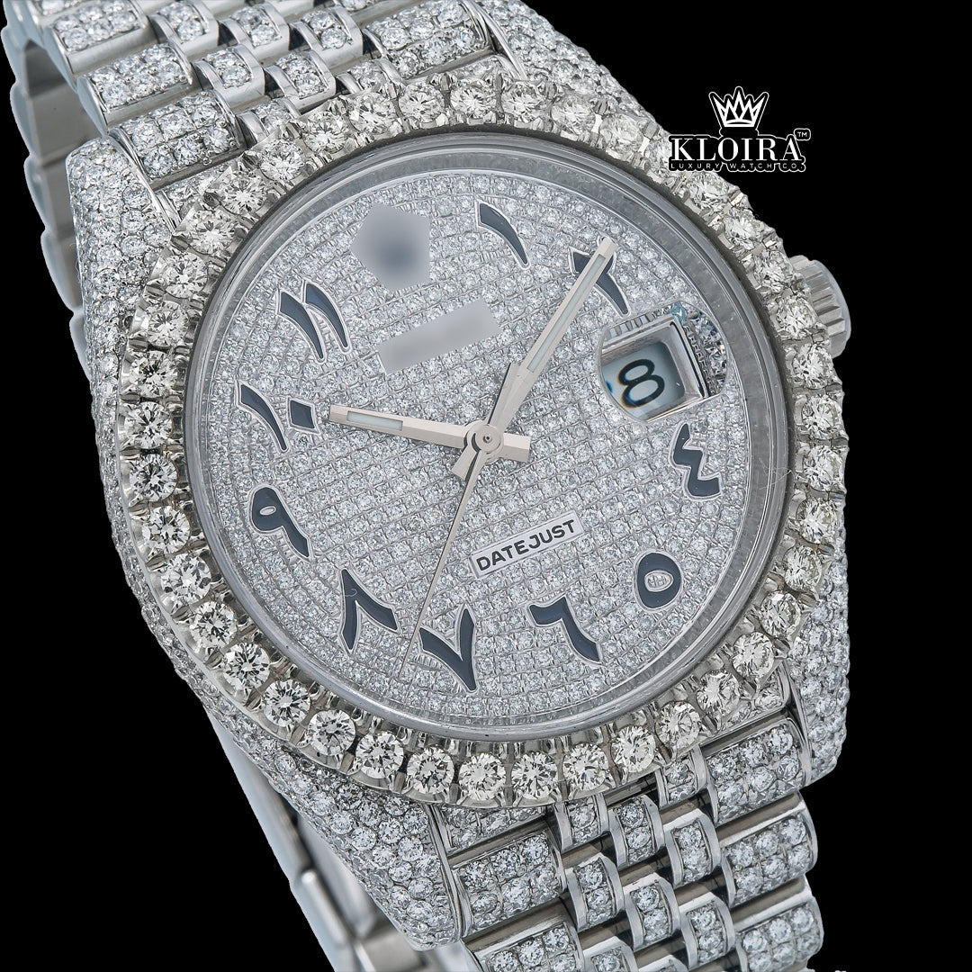 LuxeTimepiece Moissanite Diamond Watch 14K Gold VVS 20 Carat 42mm Front