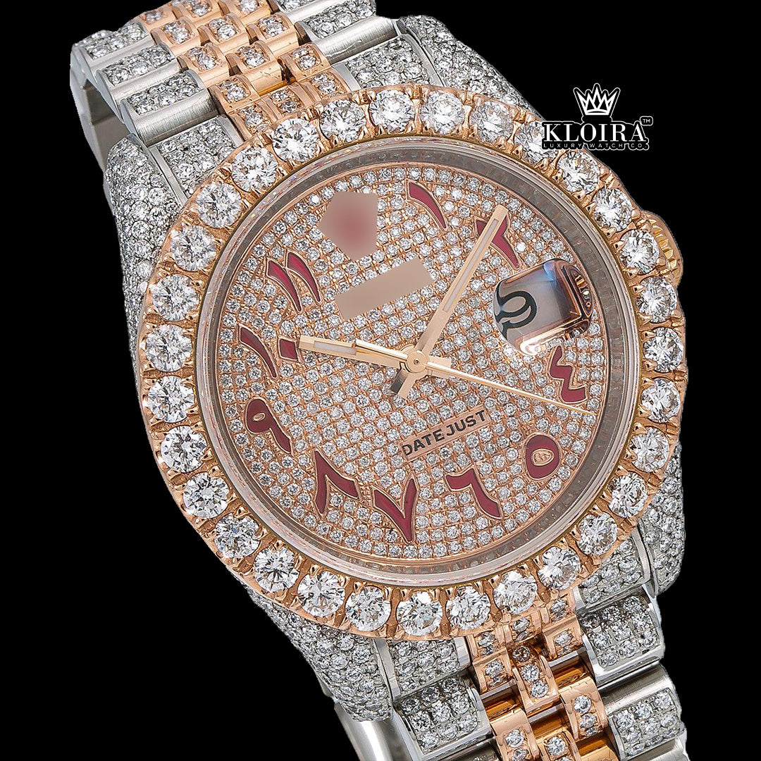 Luxora Moissanite Diamond Watch 14K Gold VVS 20 Carat 42mm Front