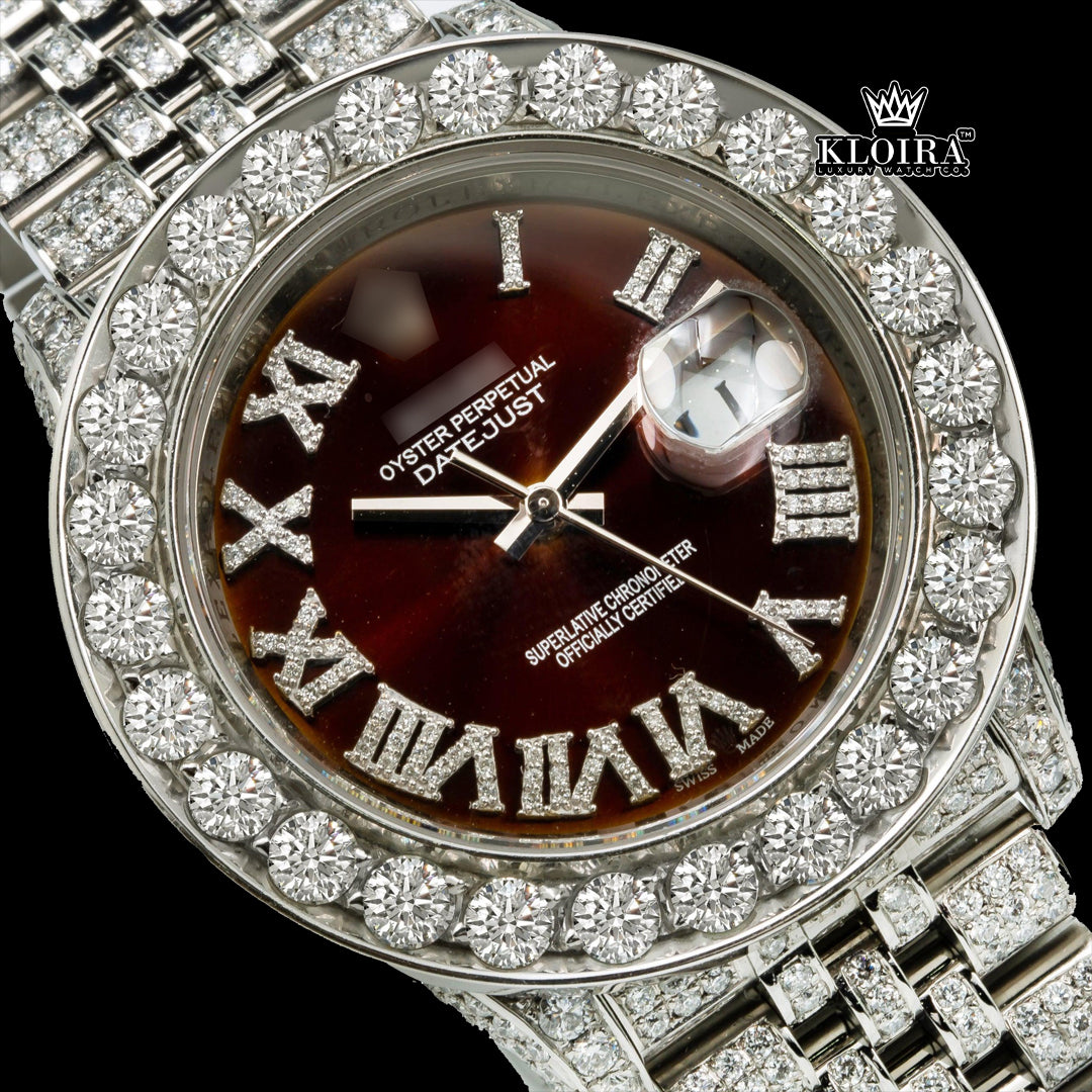 Majesticra Moissanite Diamond Watch 14K Gold VVS 18 Carat 42mm Front