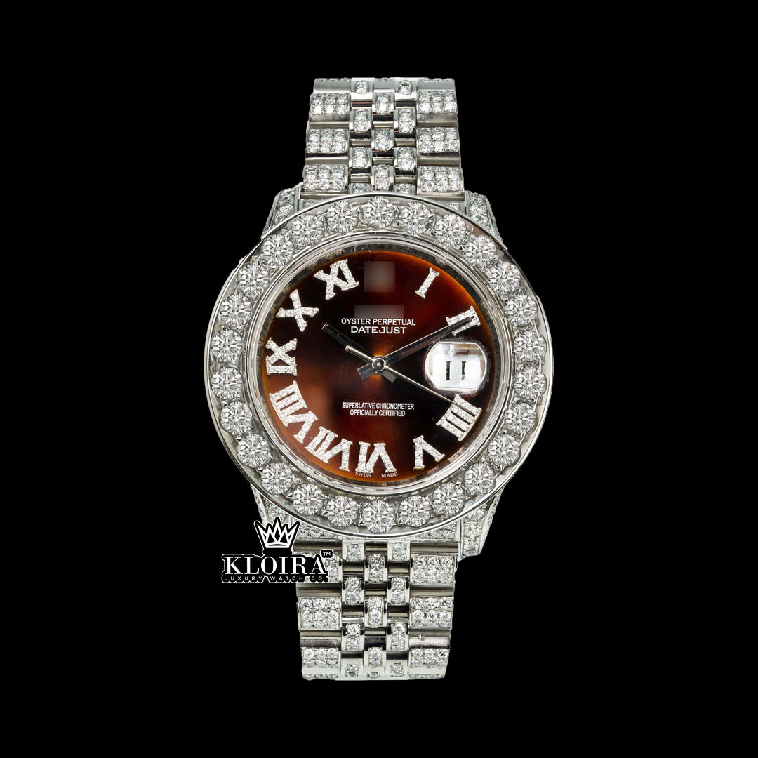 Majesticra Moissanite Diamond Watch 14K Gold VVS 18 Carat 42mm Front