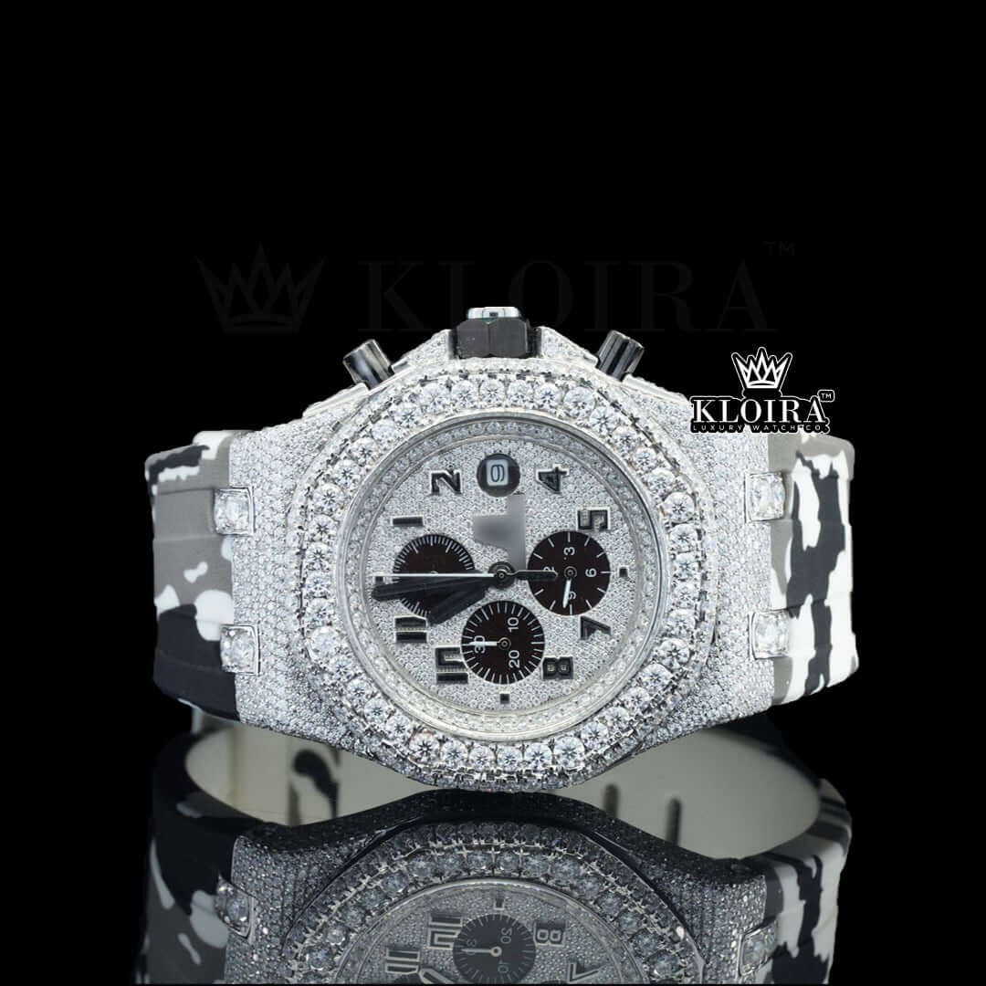 Maverick Moissanite Diamond Watch 14K Gold VVS 14 Carat 42mm Front