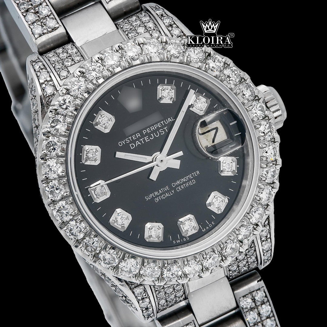 MidnightElegance Moissanite Diamond Watch 14K Gold VVS 19 Carat 42mm Front