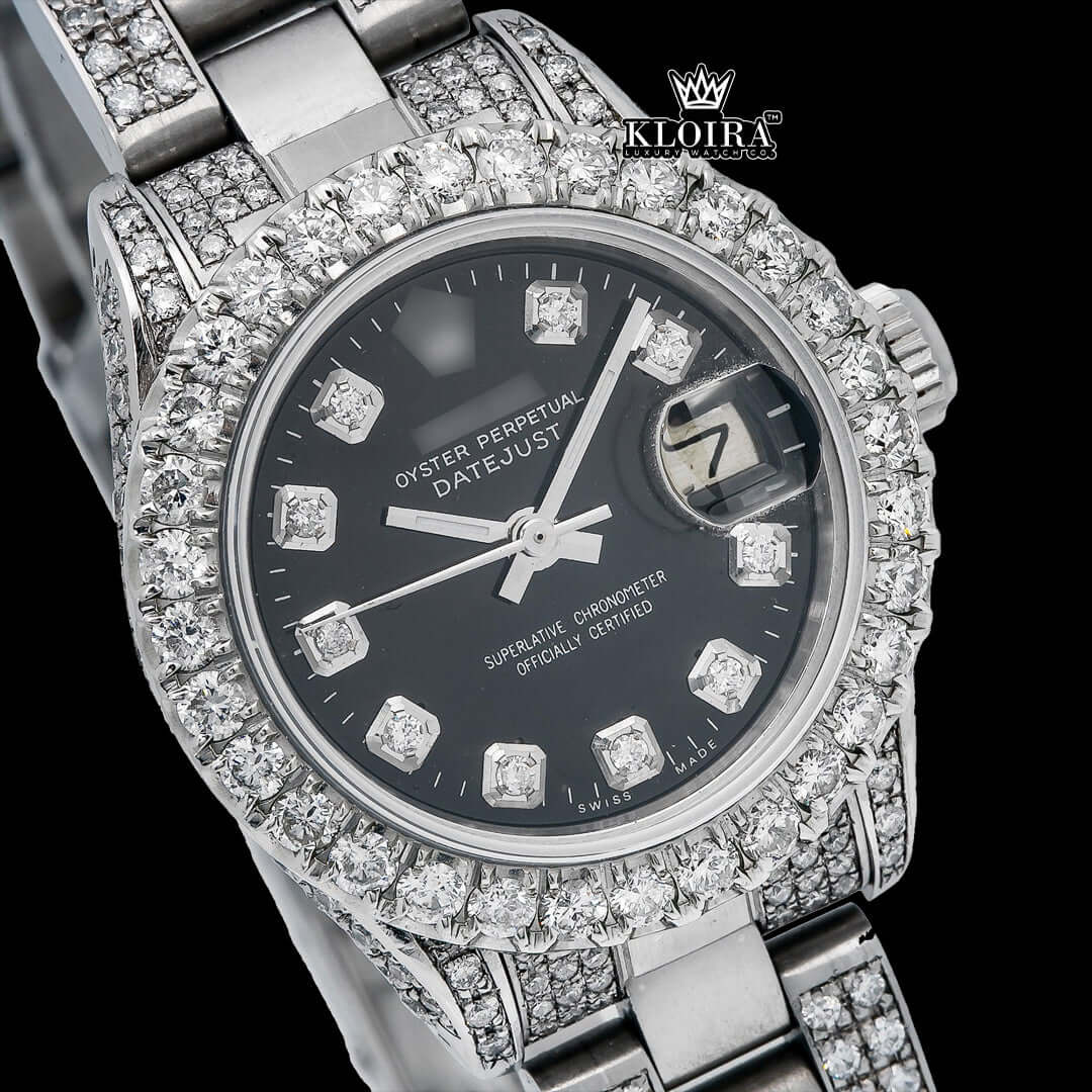MidnightElegance Moissanite Diamond Watch 14K Gold VVS 19 Carat 42mm Front