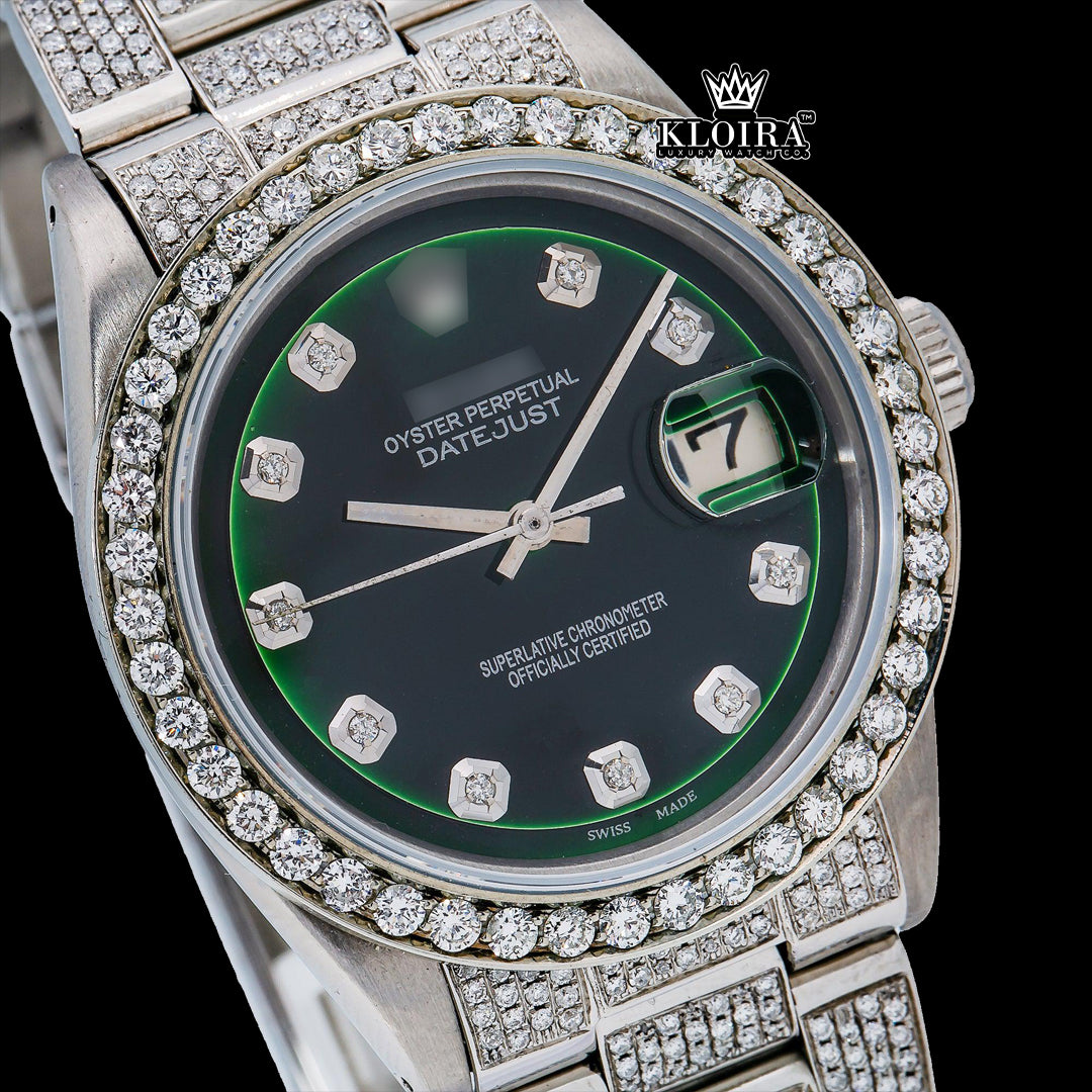 MidnightGlam Moissanite Diamond Watch Silver VVS 18 Carat 42mm Men Front
