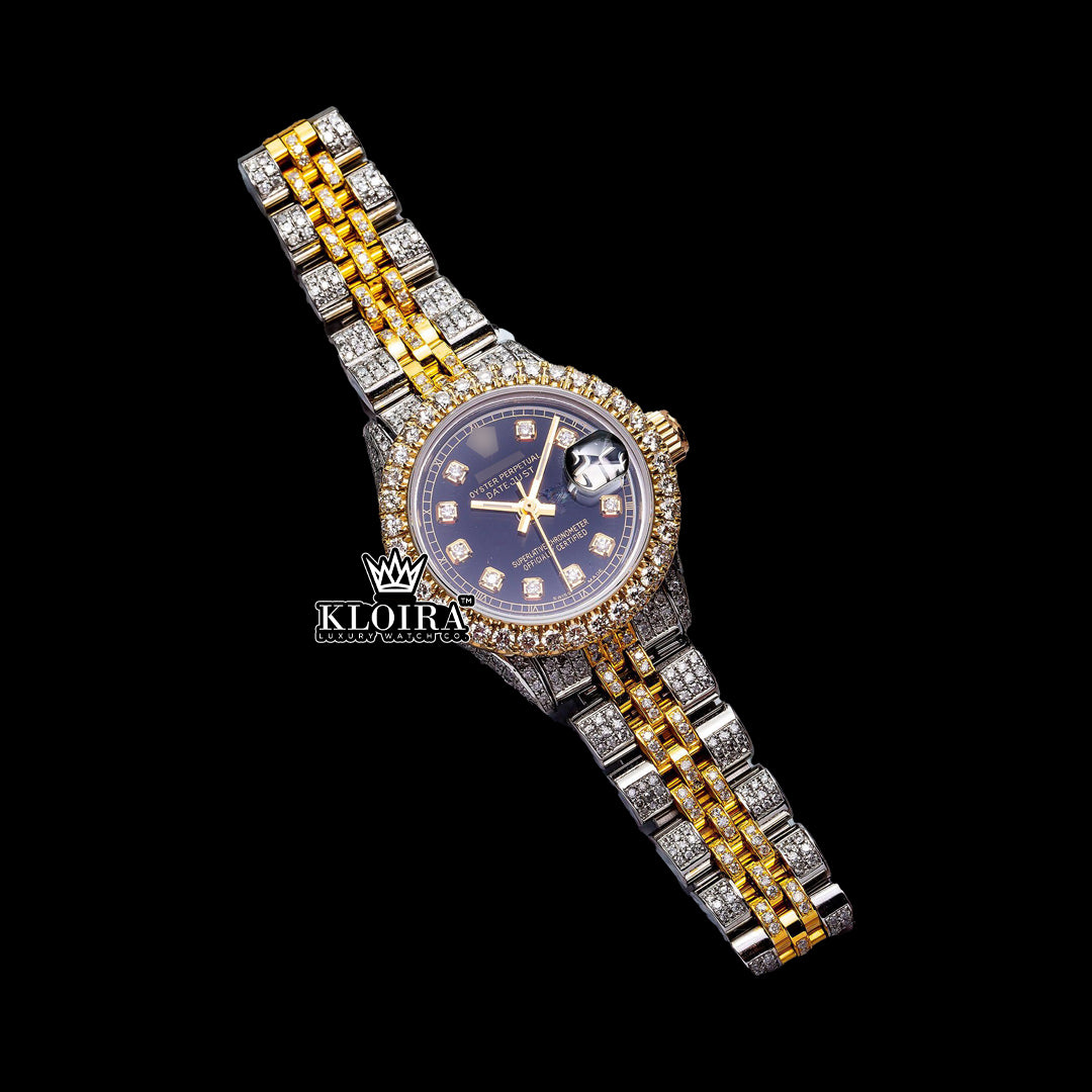 MidnightGold Moissanite Diamond Watch Silver VVS 18 Carat 42mm Men Front