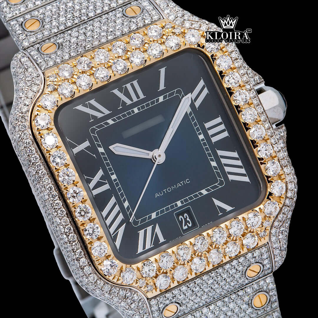 Bluenight Blaze Moissanite Diamond Watch Silver VVS 22 Carat 42mm Men Front
