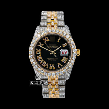 MidnightRoyal Moissanite Diamond Watch 14K Gold VVS 20 Carat 42mm Front