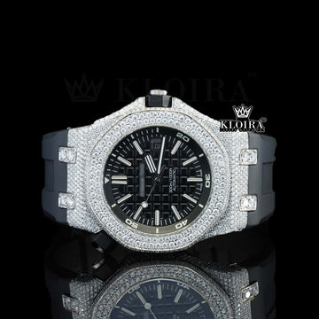 Midnight Moissanite Diamond Watch 14K Gold VVS 13 Carat 42mm Front