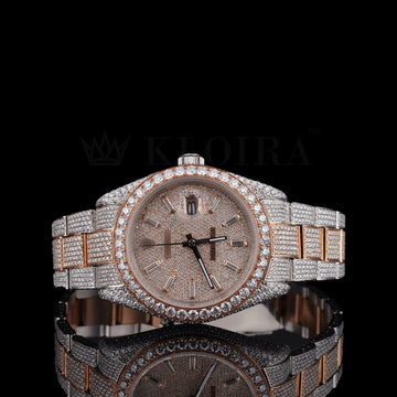 MochaGlitz Moissanite Diamond Watch Silver VVS 22 Carat 42mm Men Front