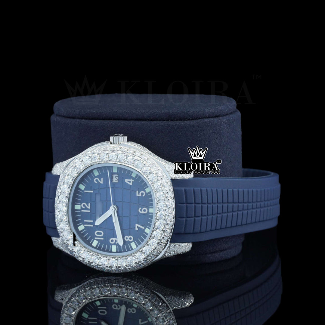 Moissanite Branded Watch 14K Gold VVS 12 Carat 42mm Front