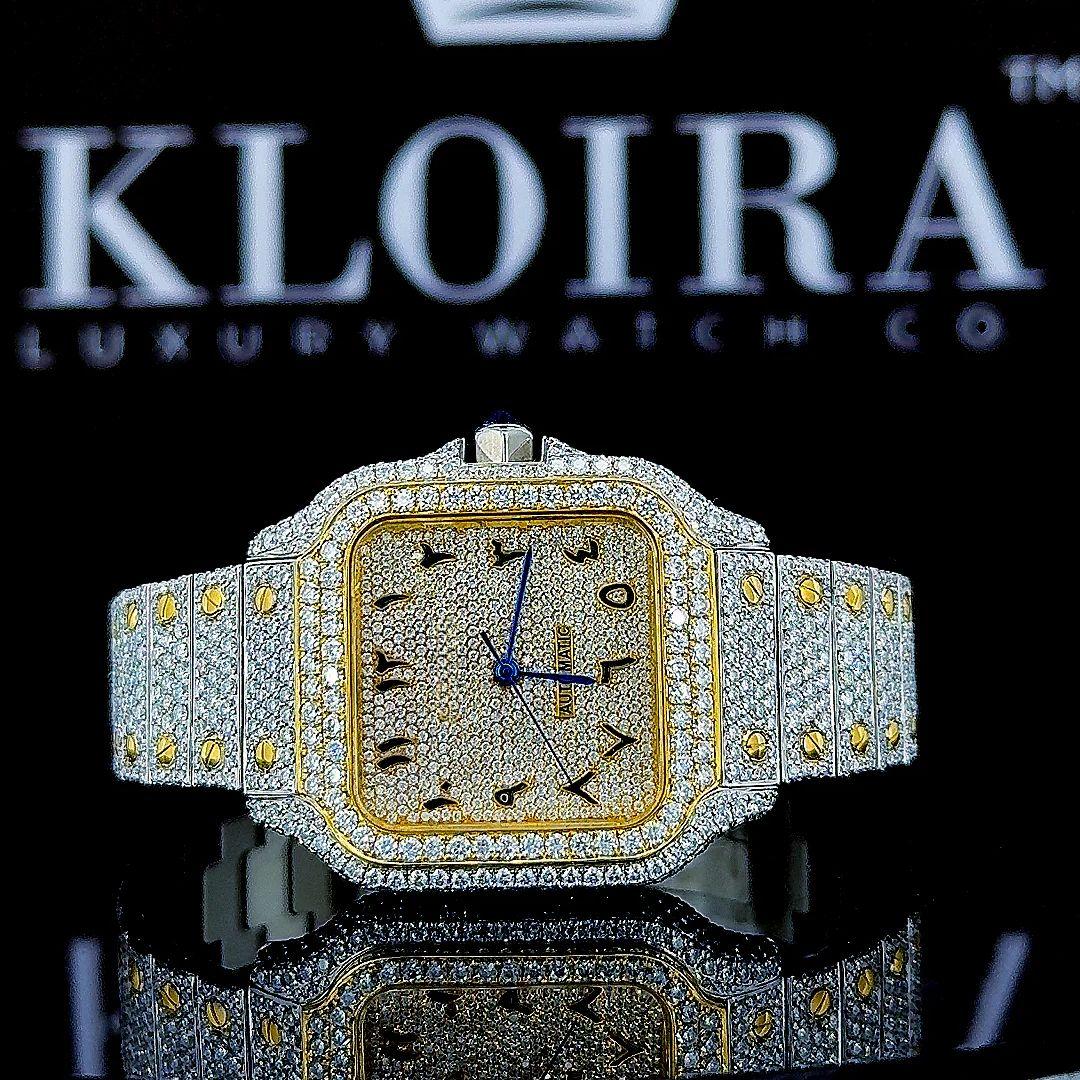 Moissanite Cartier Watch Arabic Front View