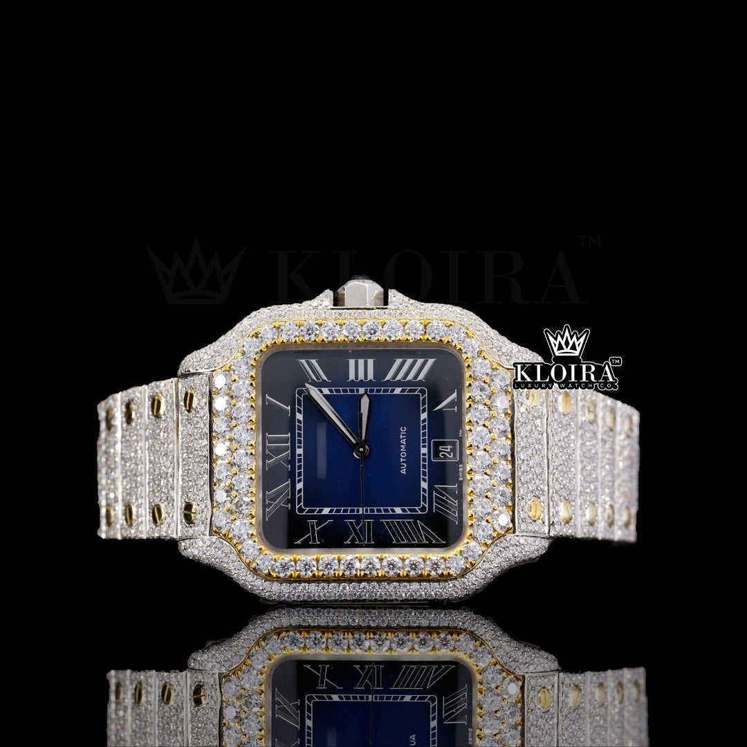 Front View Of Moissanite Cartier Watch