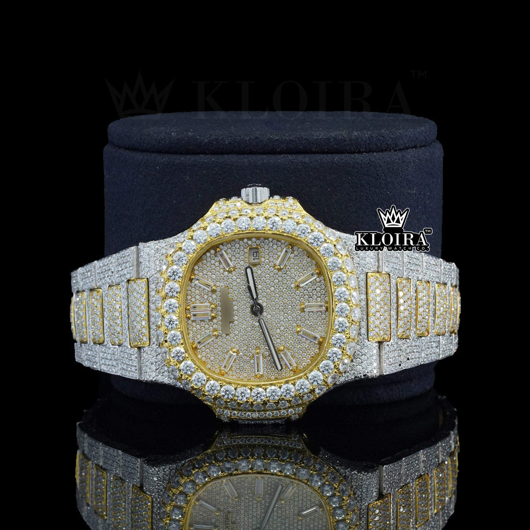 Front View of Moissanite Patek Philippe Style Watch