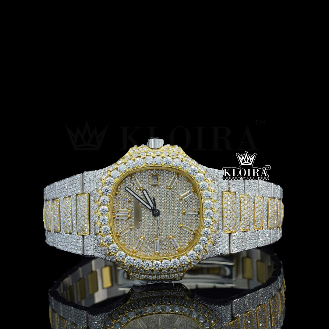 Front View of Moissanite Patek Philippe Style Watch