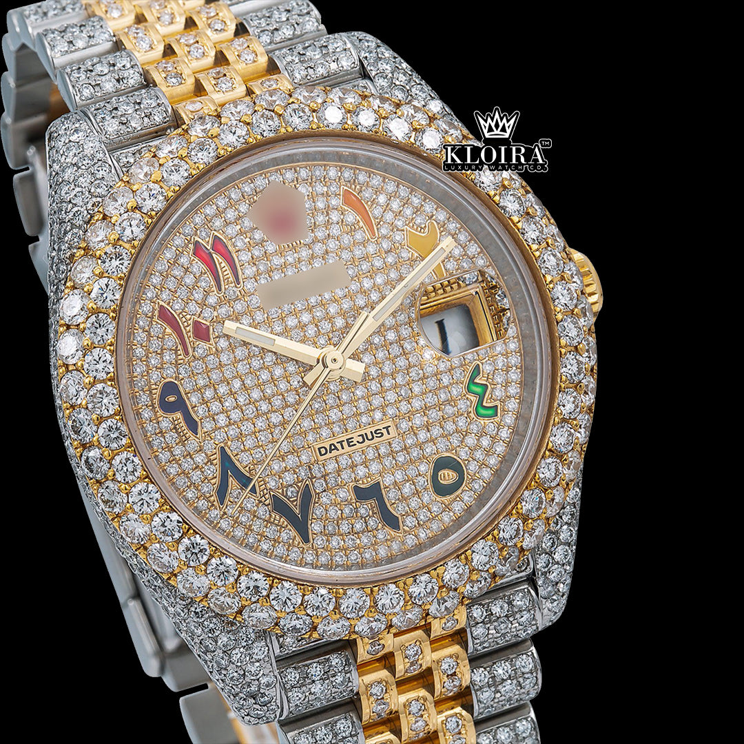 Front View of Moissanite Rolex Style Watch