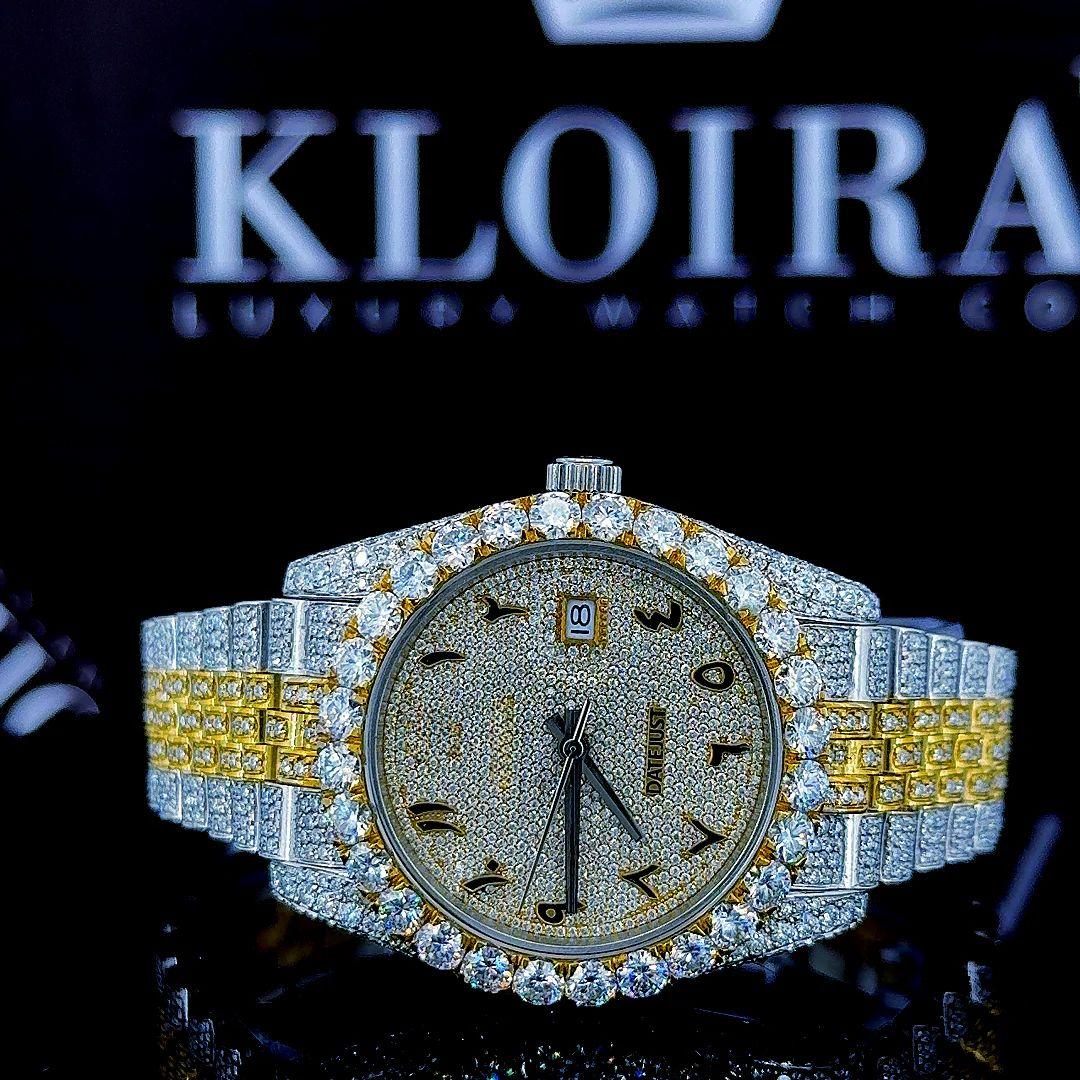 Moissanite Rolex Style Watch Front View