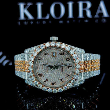 Moissanite Rolex Watch Arabic Front View