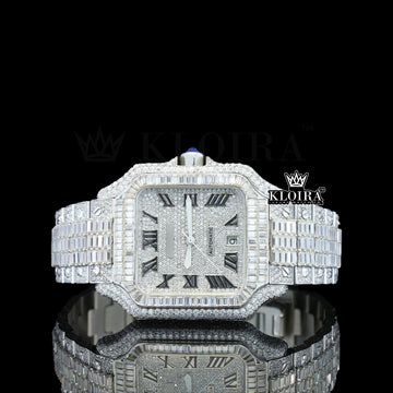 Monarch Moissanite Diamond Watch 14K Gold VVS 31 Carat 42mm Front