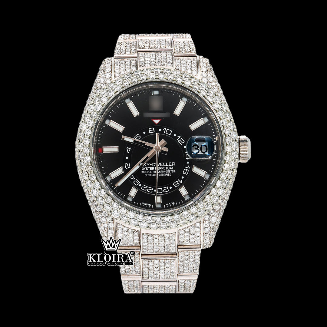 NightSkyGlimmer Moissanite Diamond Watch Silver VVS 18 Carat 42mm Men Front