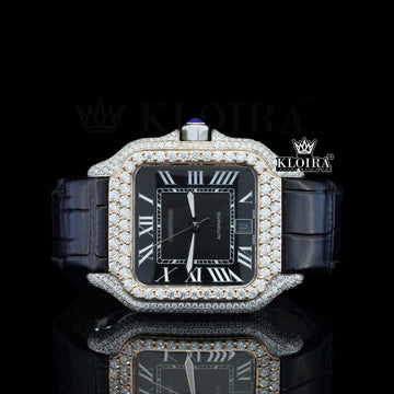Golden Valor Moissanite Diamond Watch 14K Gold VVS 14 Carat 42mm Front