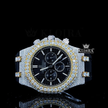 Nocturnal Royal Oak Moissanite Diamond Watch 14K Gold VSS1 24 Carat 43mm Front