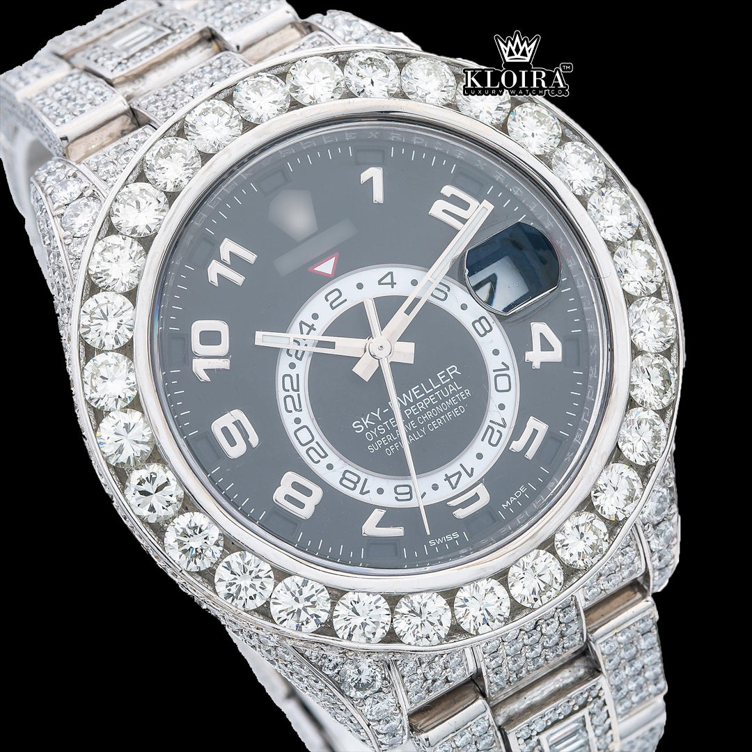 Nocturne Moissanite Diamond Watch 14K Gold VVS 20 Carat 42mm Front