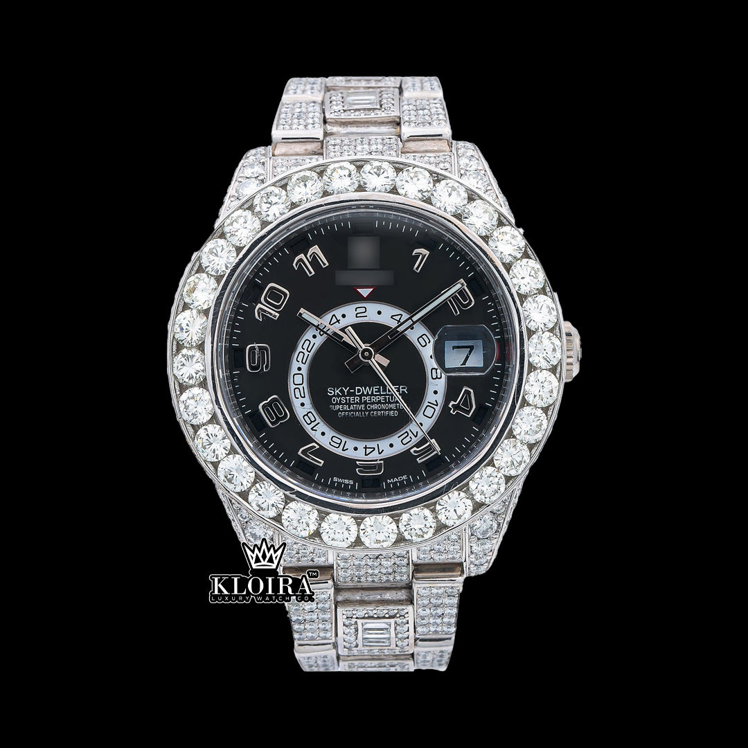 Nocturne Moissanite Diamond Watch 14K Gold VVS 20 Carat 42mm Front
