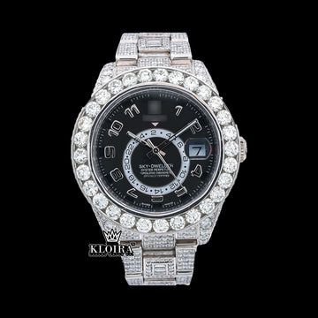 Nocturne Moissanite Diamond Watch 14K Gold VVS 20 Carat 42mm Front