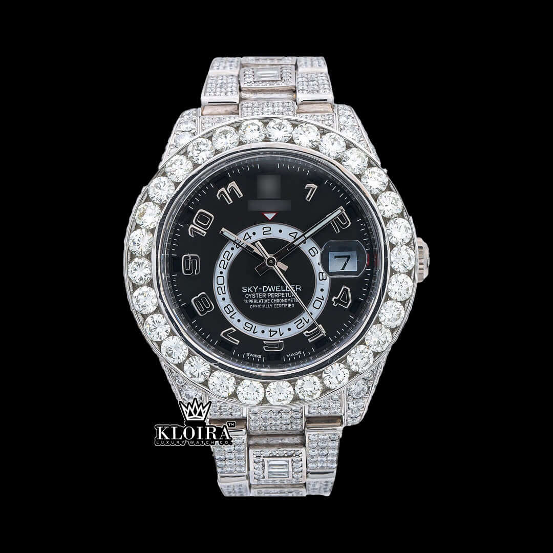 Nocturne Moissanite Diamond Watch 14K Gold VVS 20 Carat 42mm Front