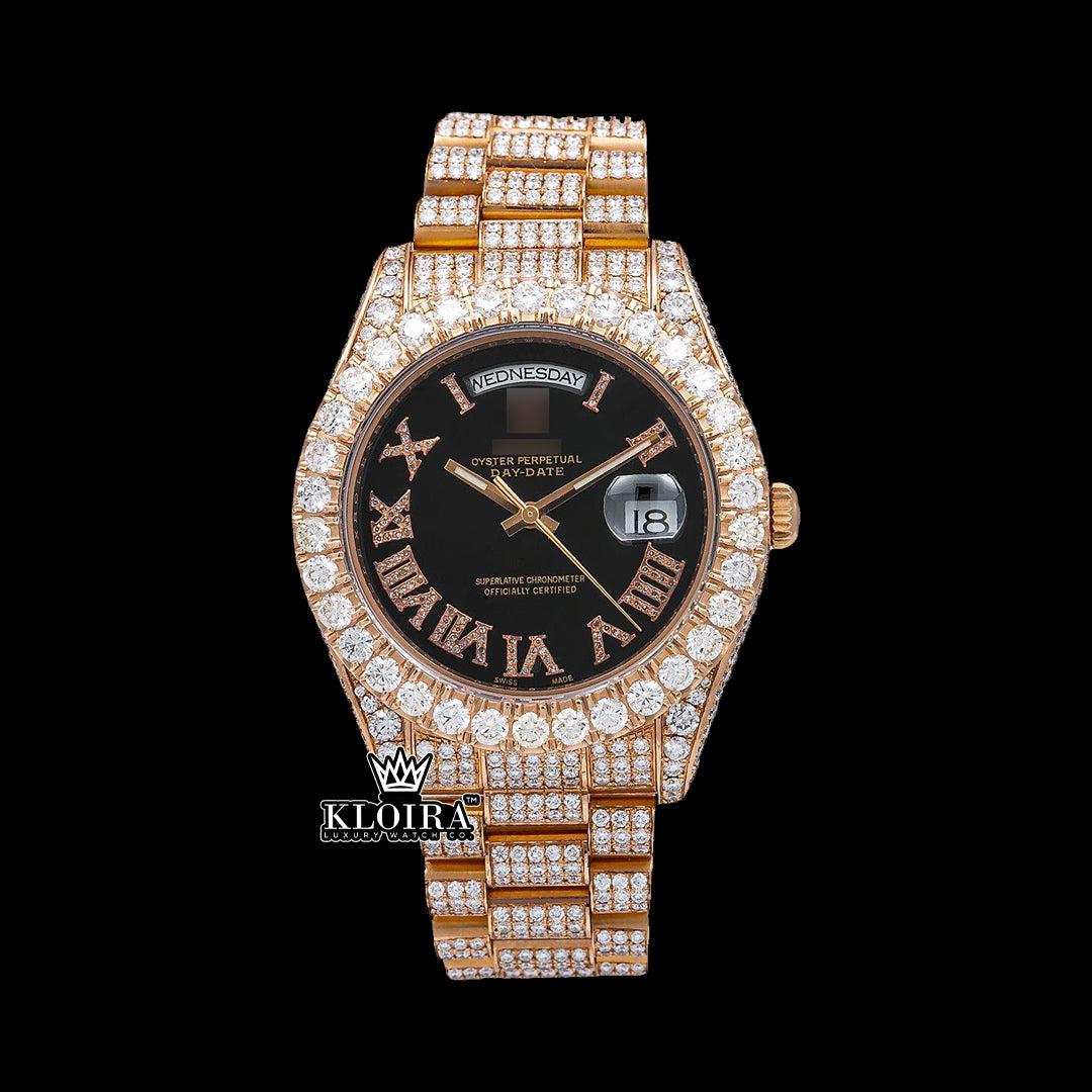 Nocturne Moissanite Diamond Watch 14K Gold VVS 22 Carat 42mm Front