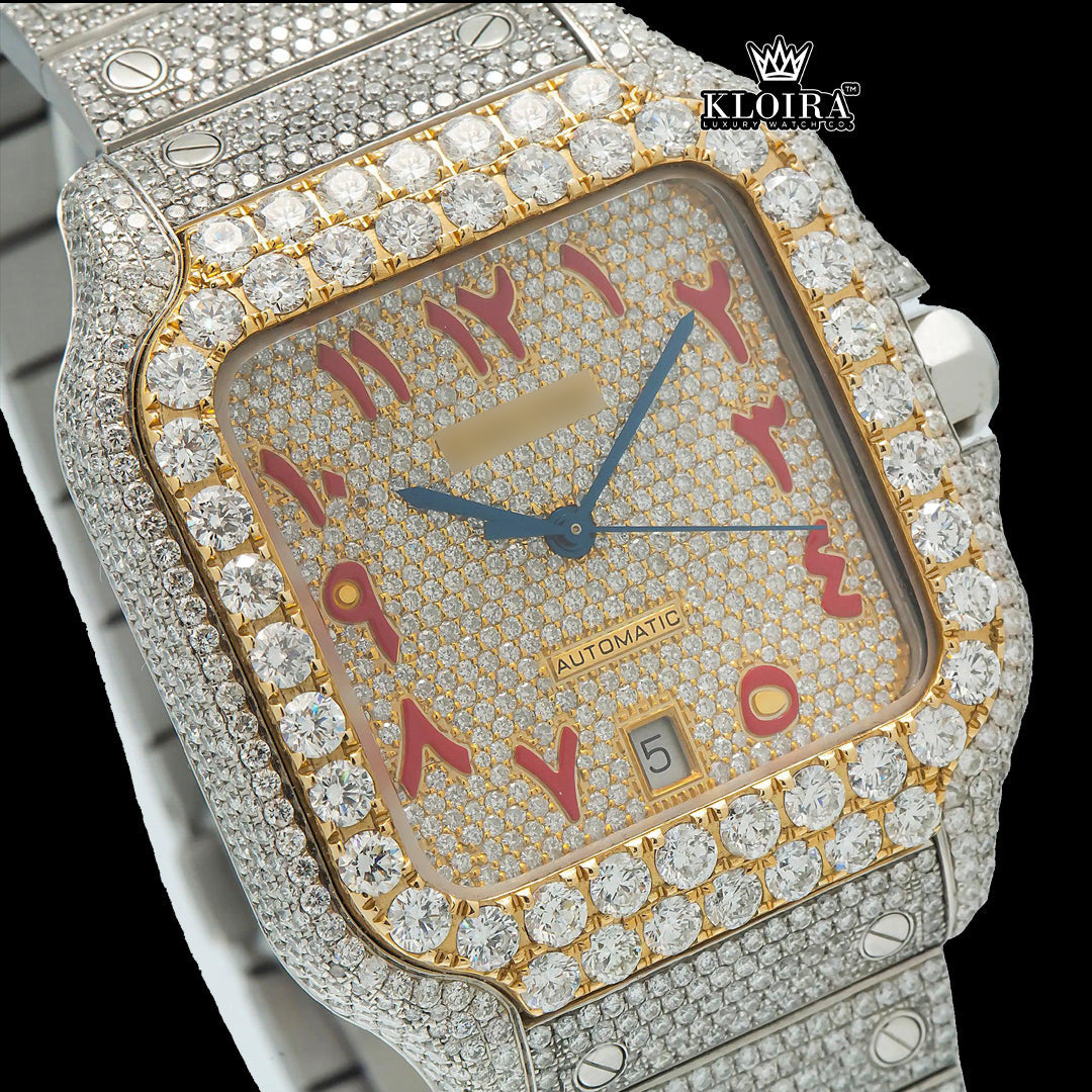 Golden Cipher Moissanite Diamond Watch Silver VVS 22 Carat 42mm Men Front