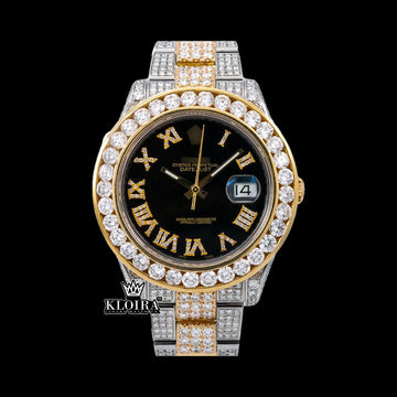 ObsidianGlow Moissanite Diamond Watch 14K Gold VVS 20 Carat 42mm Front
