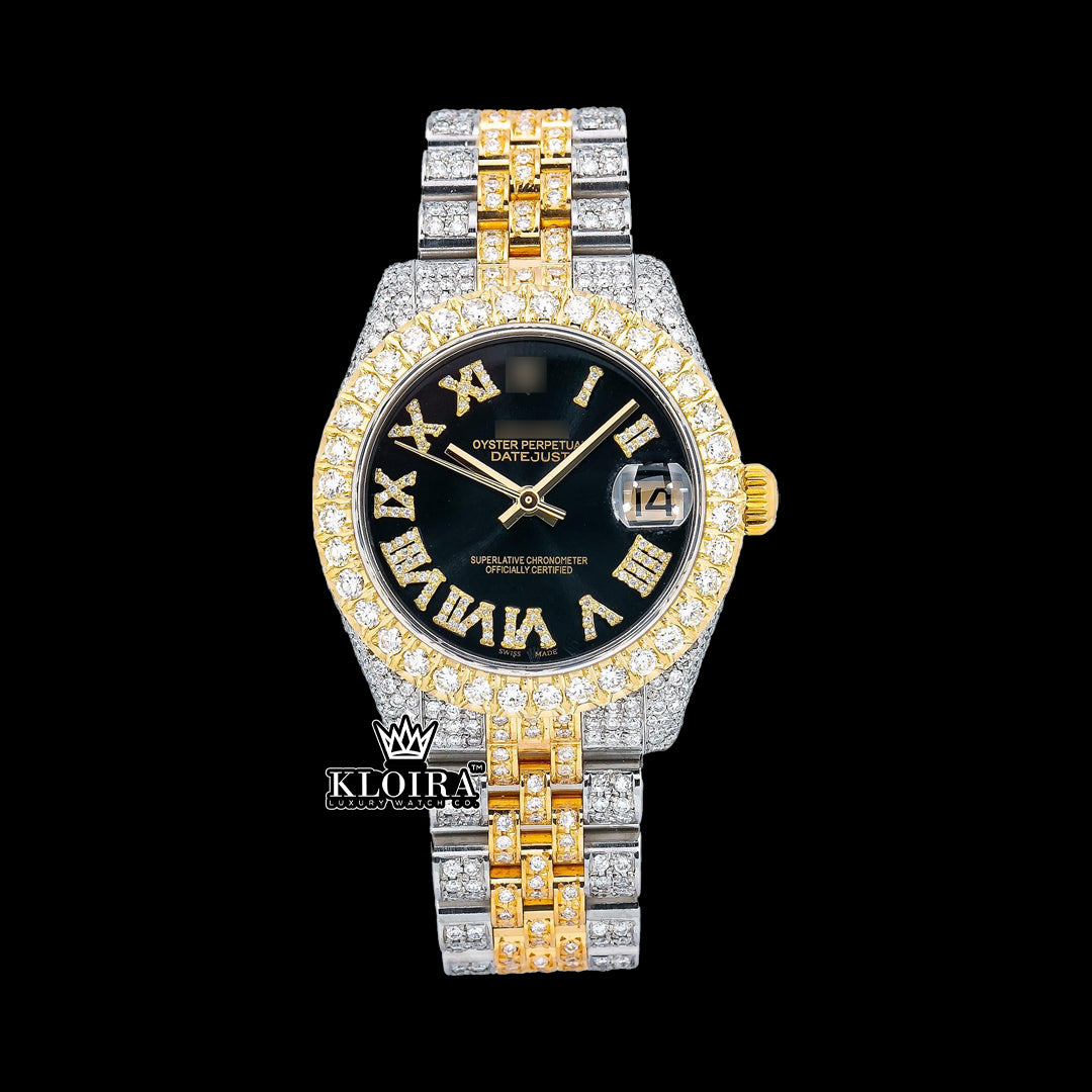 OceanElegance Moissanite Diamond Watch 14K Gold VVS 19 Carat 42mm Front