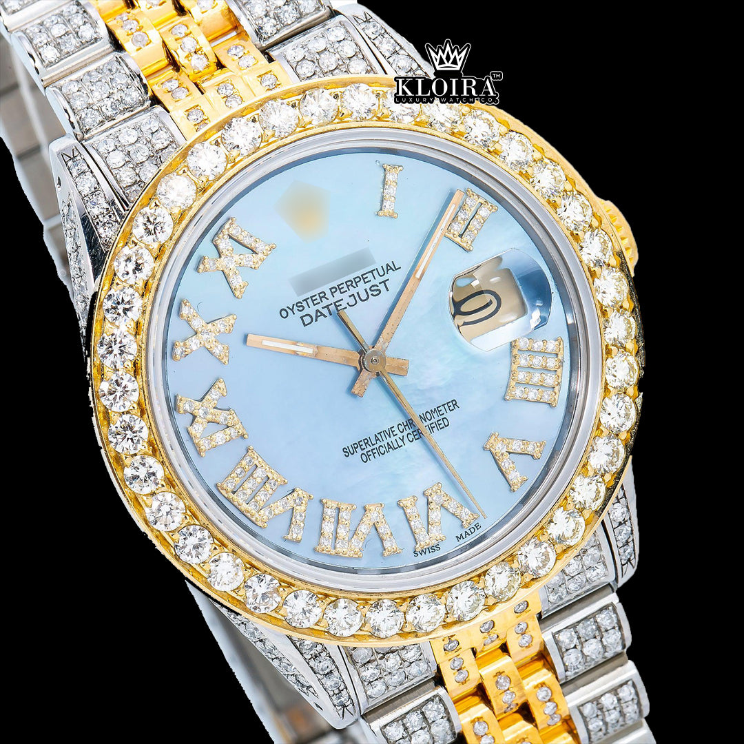 OceanElegance Moissanite Diamond Watch Silver VVS 18 Carat 42mm Men Front