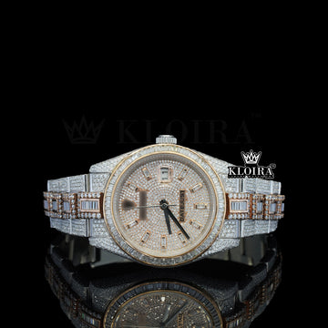 Opulence Moissanite Diamond Watch Rose 14K Gold VVS 26 Carat 42mm Front