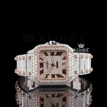 Rosanova Moissanite Diamond Watch Rose 14K Gold VVS 24 Carat 42mm Front