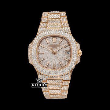 Patek Philippe VVS Moissanite Watch in Rose Gold with Full Diamond Setting