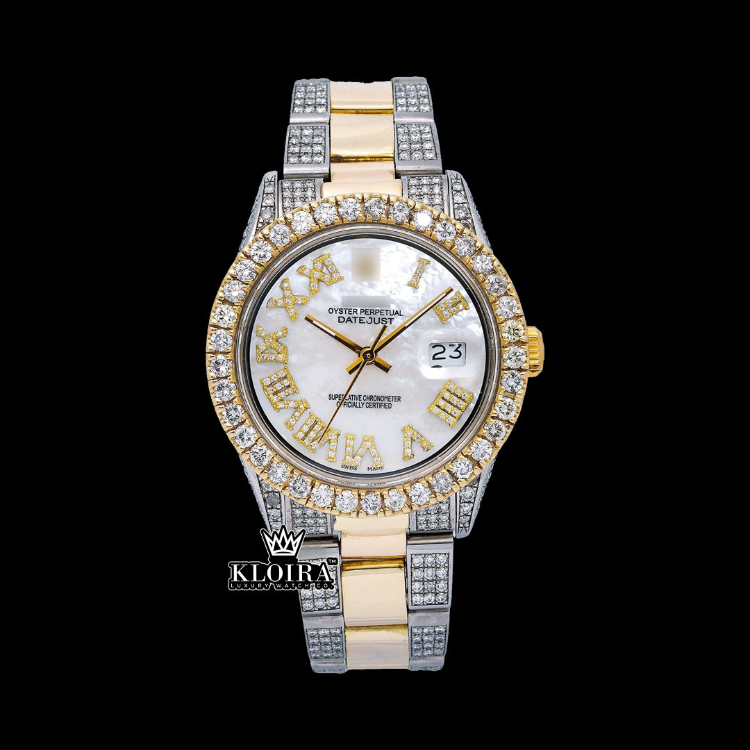PearlGlitz Moissanite Diamond Watch Silver VVS 18 Carat 42mm Men Front