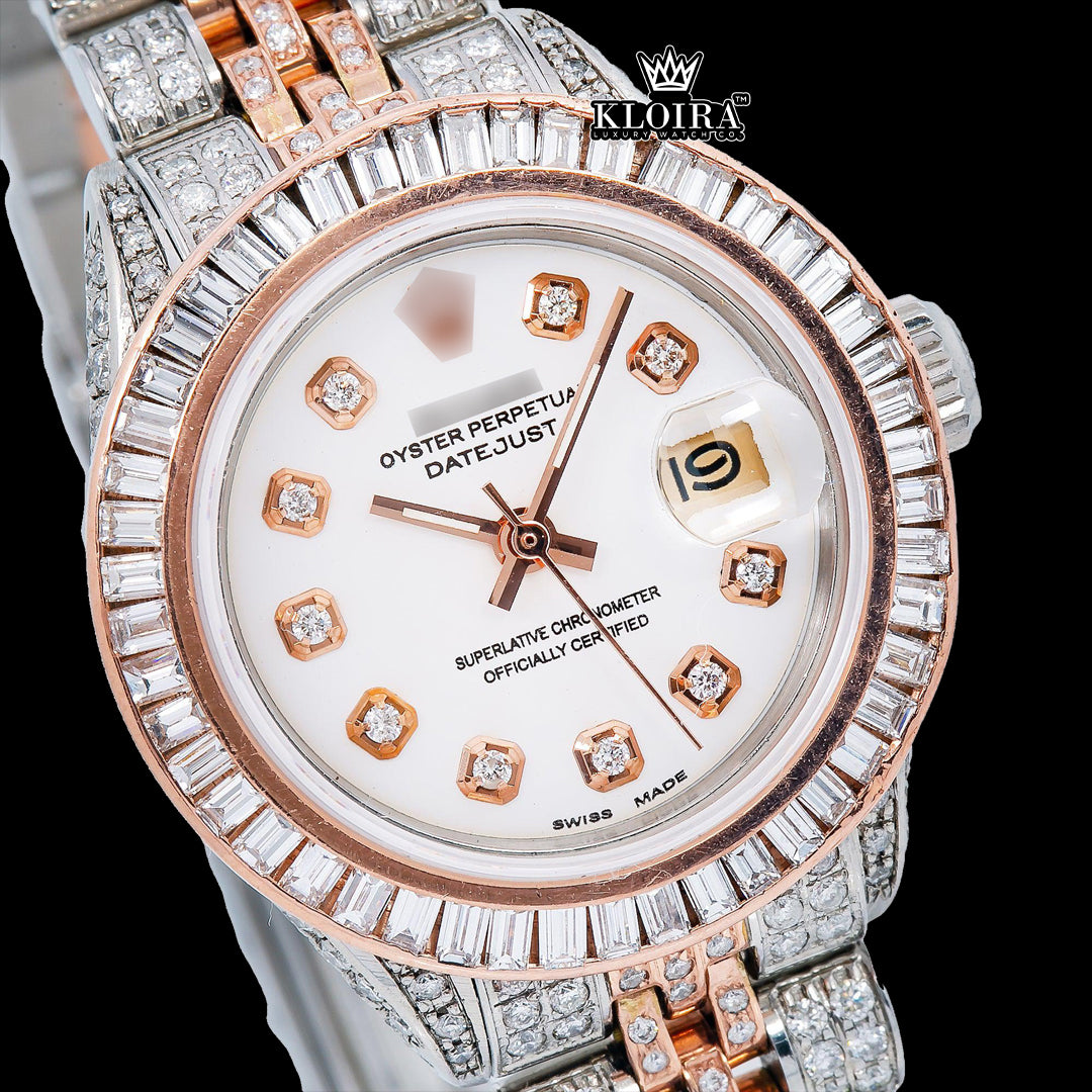 PearlLuxe Moissanite Diamond Watch 14K Gold VVS 19 Carat 42mm Front