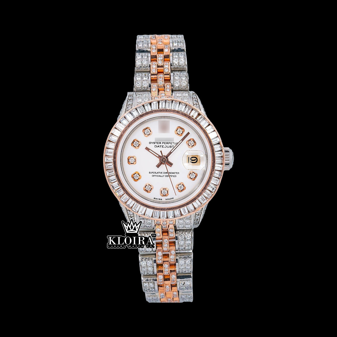 PearlLuxe Moissanite Diamond Watch 14K Gold VVS 19 Carat 42mm Front