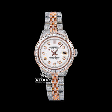 PearlLuxe Moissanite Diamond Watch 14K Gold VVS 19 Carat 42mm Front
