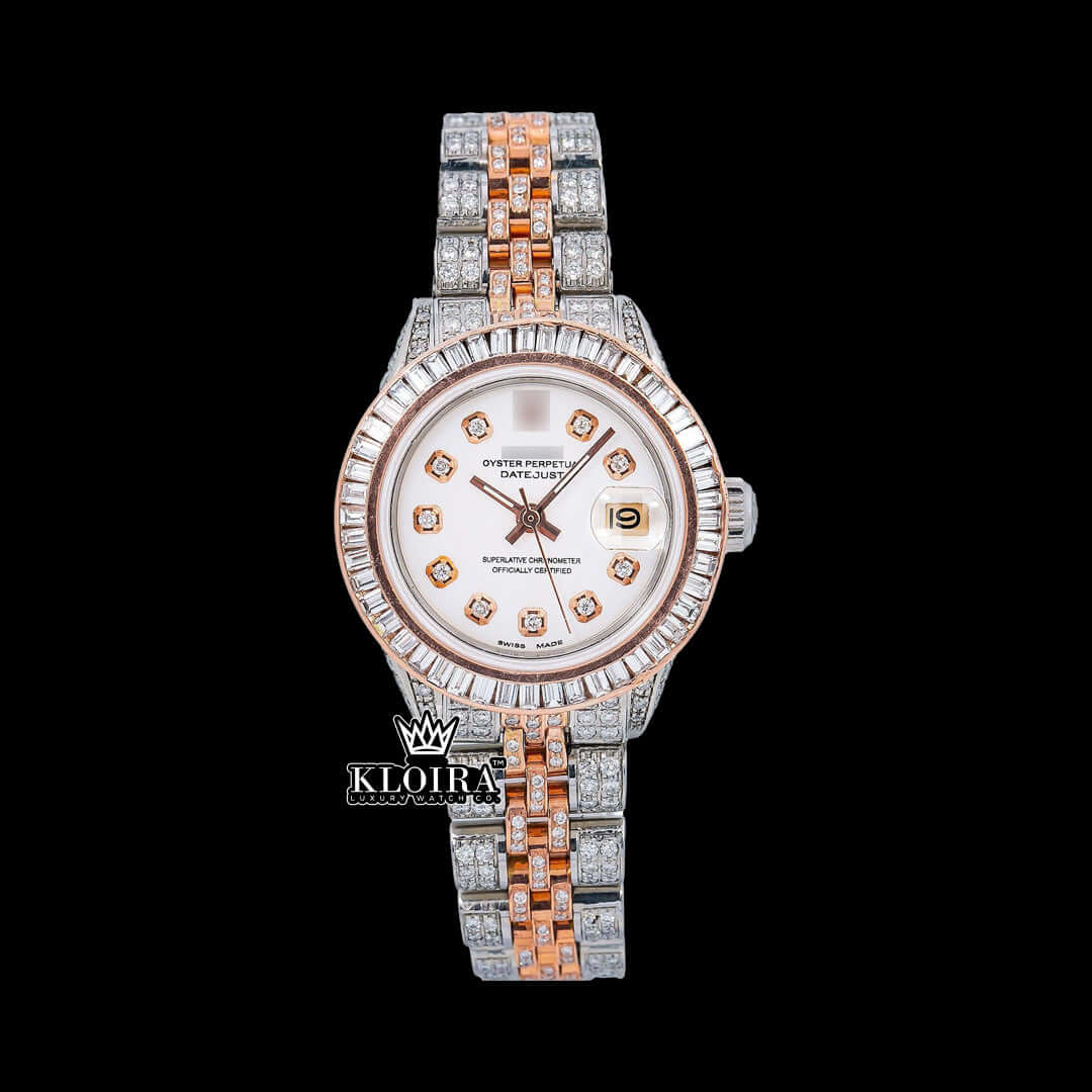 PearlLuxe Moissanite Diamond Watch 14K Gold VVS 19 Carat 42mm Front
