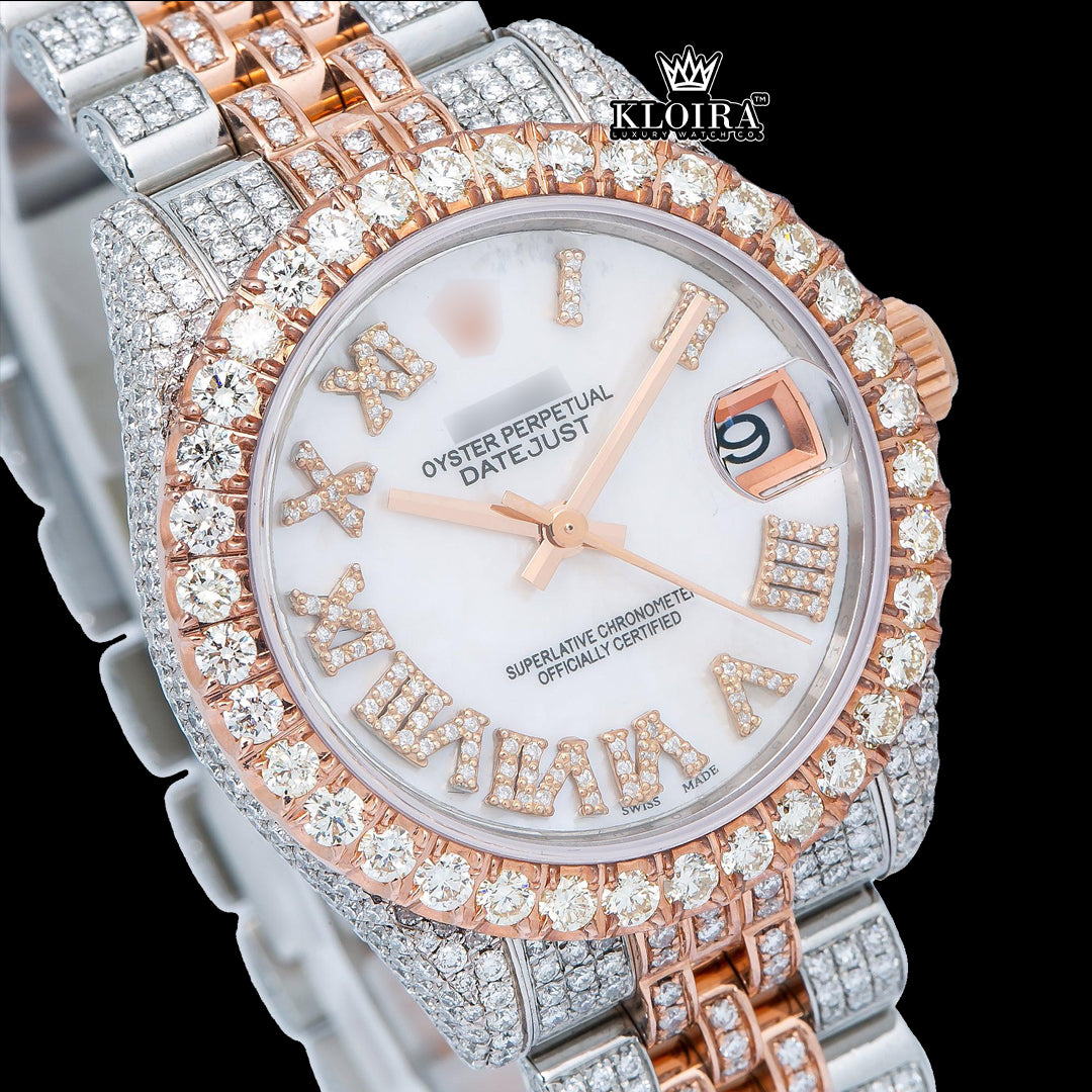 Pearlglint Moissanite Diamond Watch Silver VVS 18 Carat 42mm Men Front