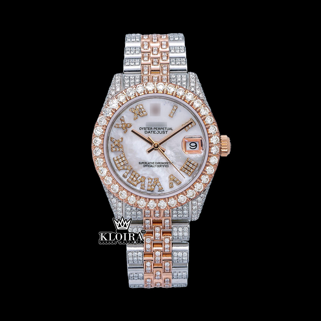 Pearlglint Moissanite Diamond Watch Silver VVS 18 Carat 42mm Men Front