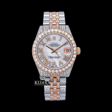 Pearlglint Moissanite Diamond Watch Silver VVS 18 Carat 42mm Men Front