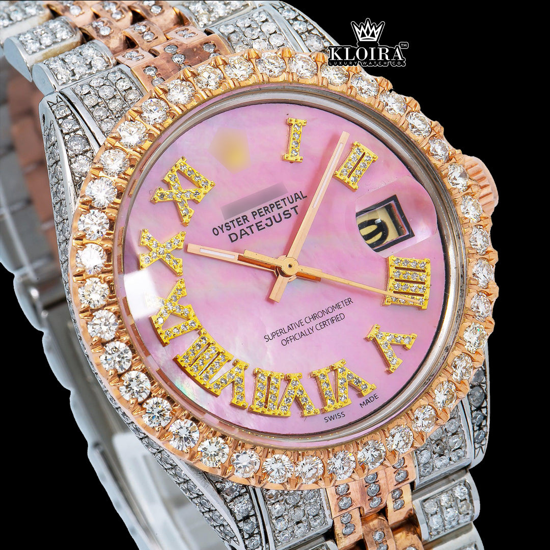 PinkOpalPinkOpal Moissanite Diamond Watch Silver VVS 14 Carat 42mm Men Front