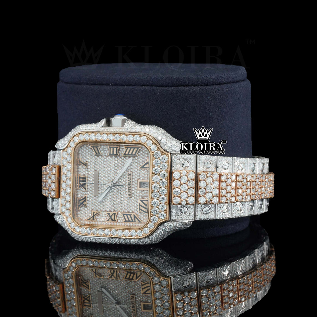 Rosavelle Moissanite Diamond Watch Rose 14K Gold VVS 30 Carat 42mm Front