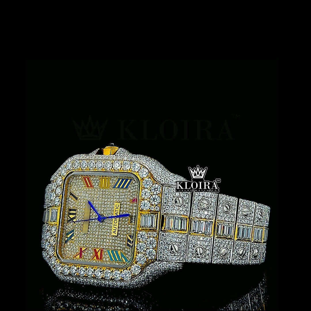 Prismatique Moissanite Diamond Watch 14K Gold VVS 24 Carat 42mm Front