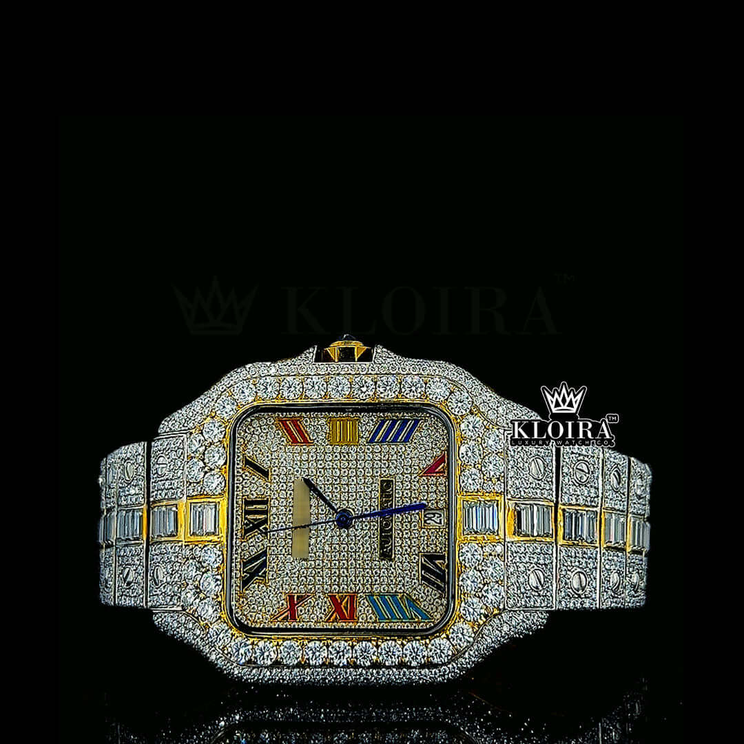 Prismatique Moissanite Diamond Watch 14K Gold VVS 24 Carat 42mm Front